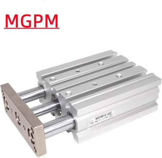 SMC Pneumatischer Kompaktführungszylinder MGPM in Silber mit Hub 10 mm bis 200 mm - Bild 1