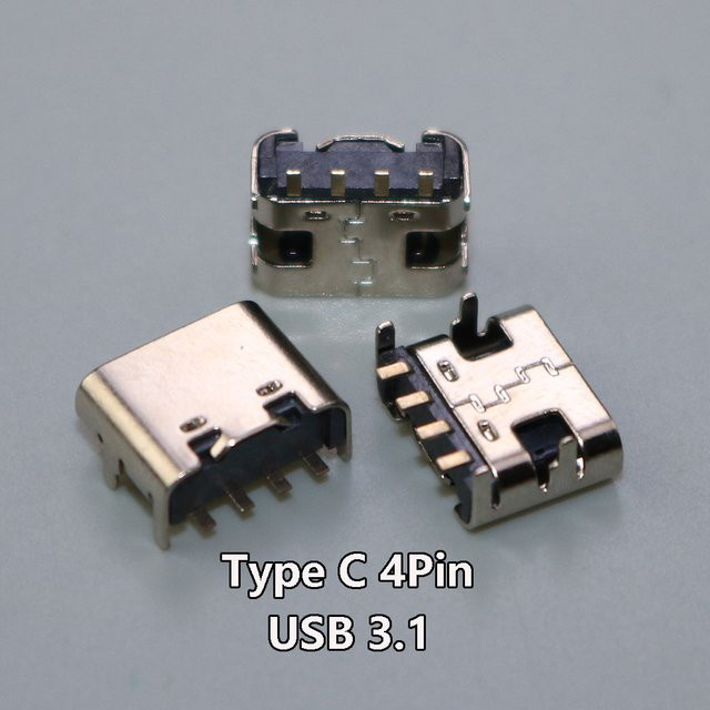 USB Typ C 4-Pin SMT-Buchse USB 3.1 Typ-C Weiblicher SMD DIP Anschluss für PCB-Design in Silber - Bild 1