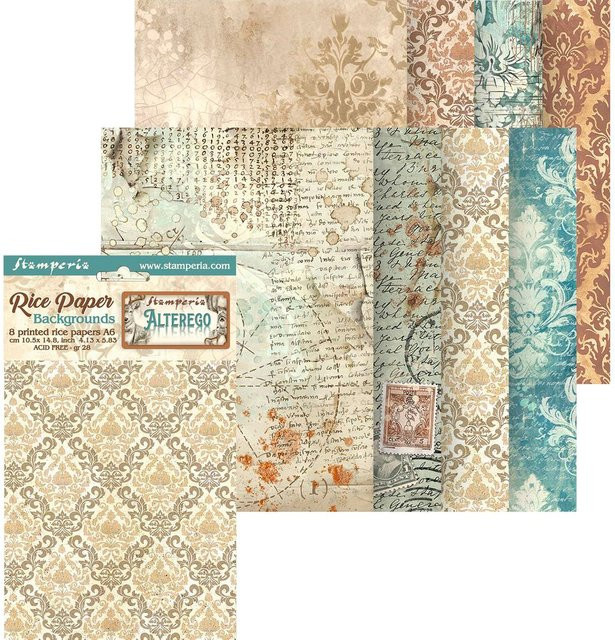 Stamperia Motiv-Strohseide Backgrounds Alterego in Multicolor, Format A6 - Bild 1