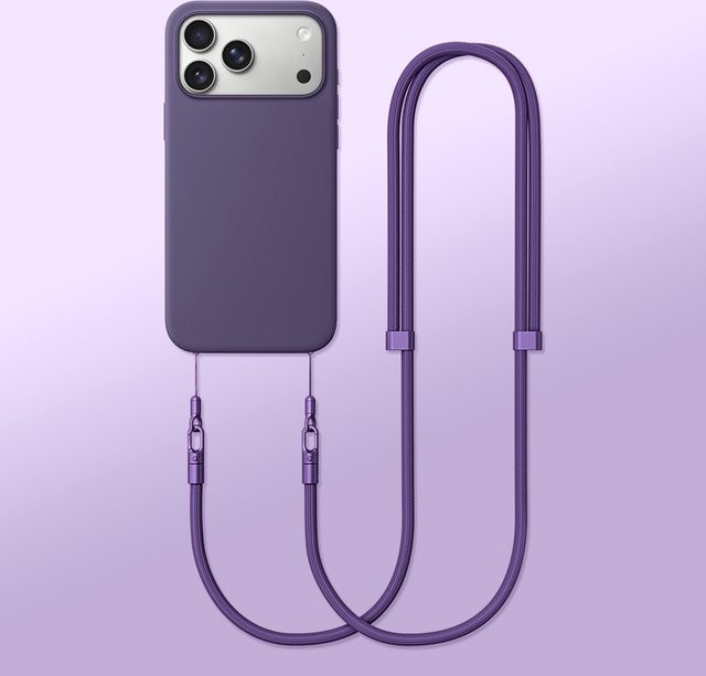 Multifunktionales Handy-Hängeband für Apple iPhone Air 17 Pro Max als Umhängetasche und tragbares Halsseil in Pink und Purple - Bild 1