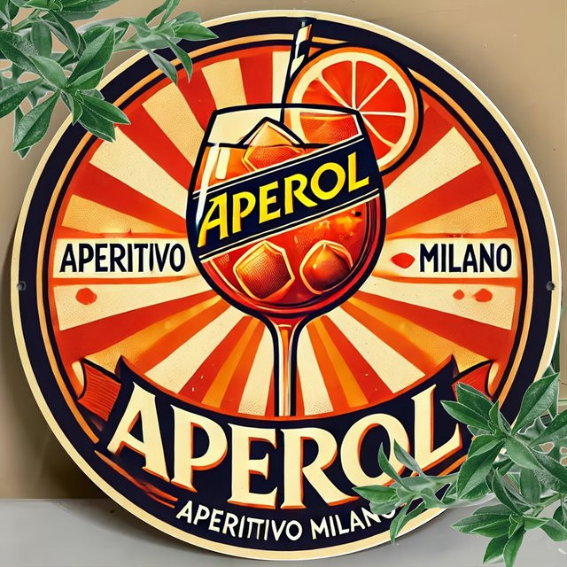 Aperol Milano rundes Metallschild als wasserdichte Eisen-Wanddekoration in Mehrfarbig - Bild 1