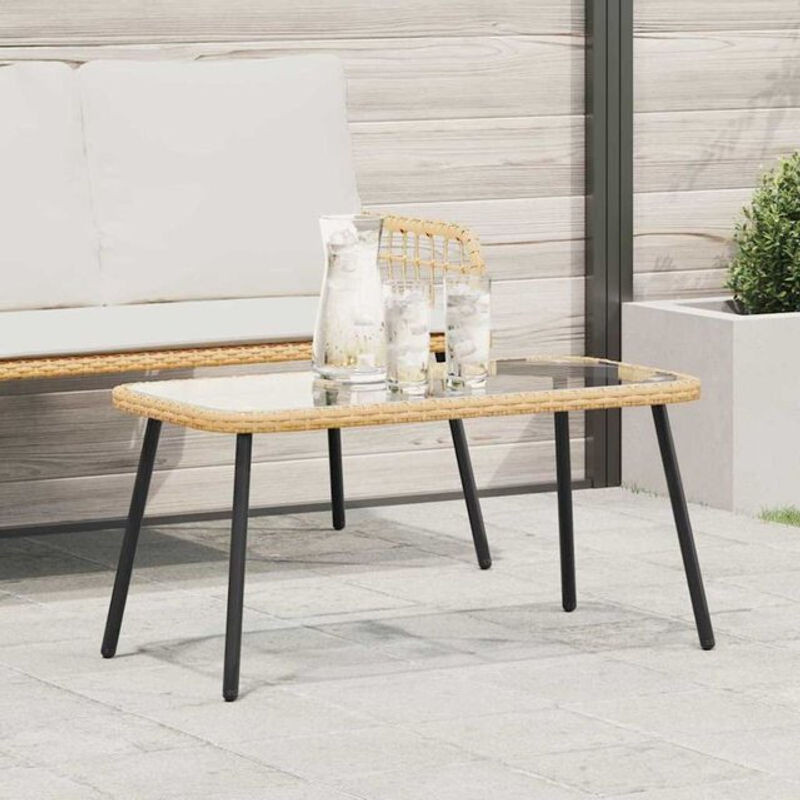 Vidaxl Couchtisch aus Polyrattan und Glas in Braun und Schwarz, B/T/H: 90 x 45 x 42 cm - Bild 1