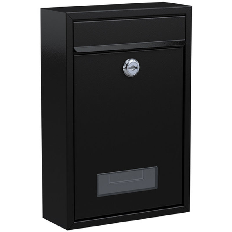 BASI Briefkasten BK 100M aus Stahl, Wandmontage, Schwarz, B/H/T: 32,0 x 21,5 x 8,2 cm - Bild 2