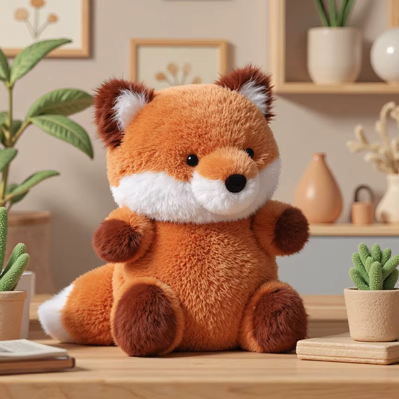 YUZHINUO Fuchs-Plüschtier, Stofftier-Kissen, braun, orange - Bild 3