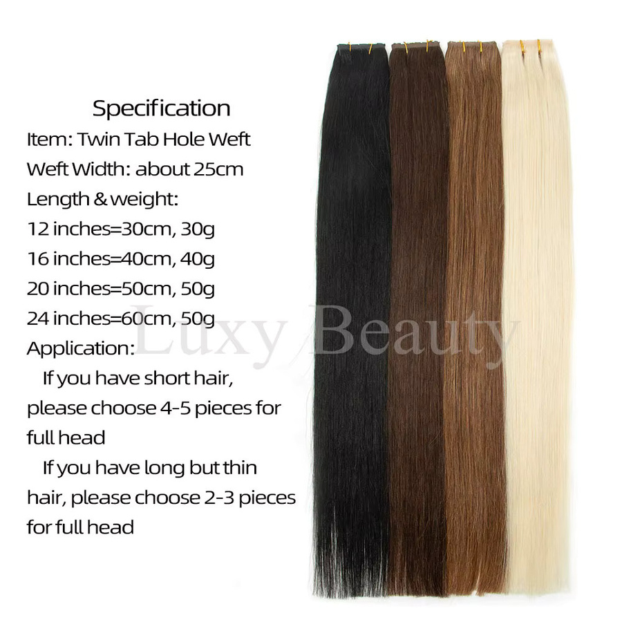 Luxy Beauty Echthaarverlängerungen Straight Twin Tab Weft, Natural Black Brown - Bild 5