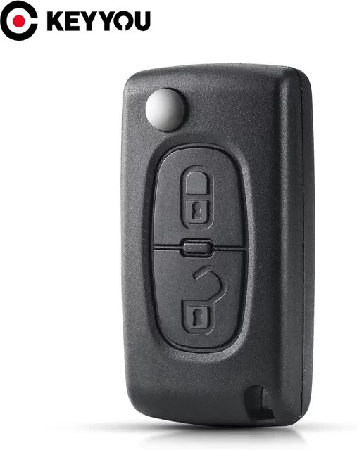 Keyyou 2er-Set klappbare Schlüsselhülle für Peugeot 307s VA2/HCA CE0523 CE0536, Schwarz - Bild 1