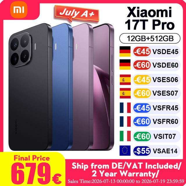 Xiaomi 17T Pro Global Version Smartphone mit Leica 5X Teleobjektiv, 6.83 Zoll AMOLED Display und 7000mAh Silizium-Kohlenstoff-Akku, Schwarz - Bild 1