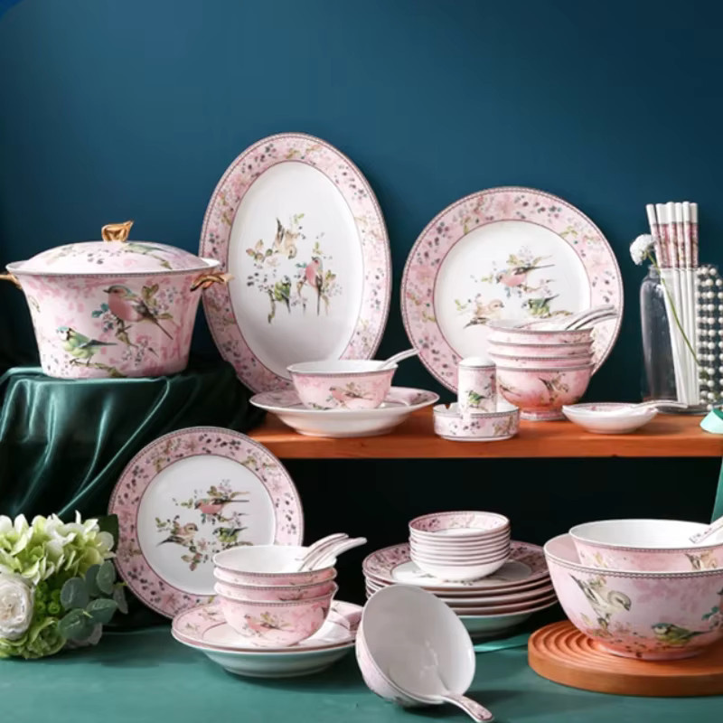 DUTRIEUX Bone China Geschirrset für Erwachsene mit floralem Design in Pink - Bild 4