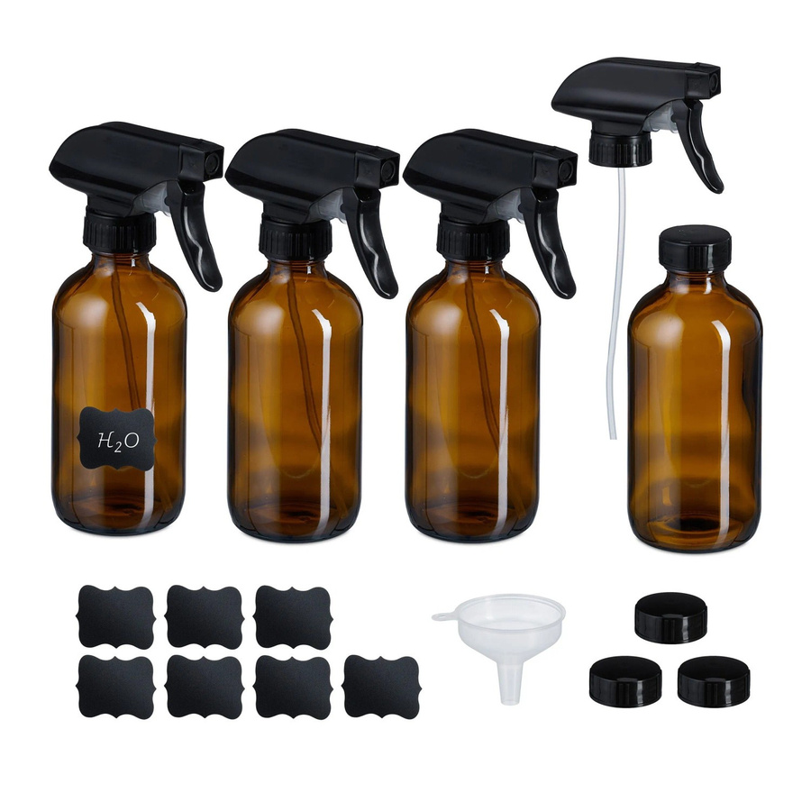 Relaxdays Sprühflasche aus Glas in Braun mit UV-Schutz, 500 ml, 4er Set - Bild 2