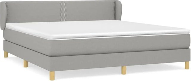 vidaXL Boxspringbett Hybrid mit Matratze und Kopfteil, Hellgrau, B/T/H: 180 x 200 cm - Bild 1