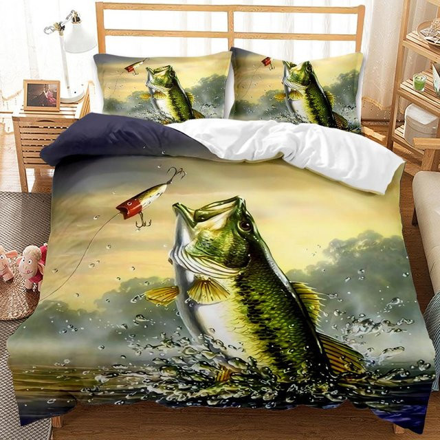 JMG Household Supplies Bettwäscheset Hechtangeln Motiv aus Mikrofaser, Multicolor, B/H: 135 x 200 cm - Bild 1
