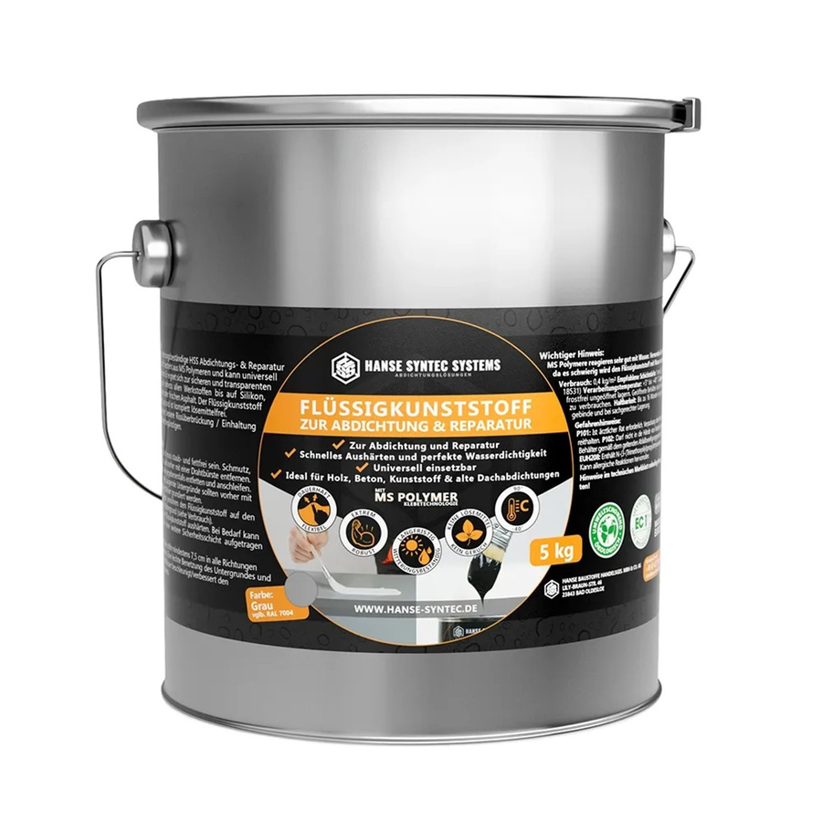 HSS Flüssigkunststoff MS-Polymer als wasserdichte Flüssigmembran in Grau, 5 kg - Bild 2