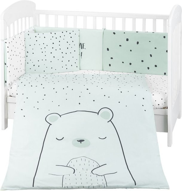 Kikkaboo Kinderbettwäsche Bär 6-teilig in Grün mit Decke, Kissen und Laken - Bild 1