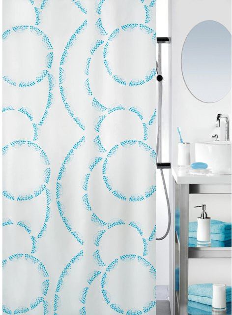 Spirella Duschvorhang Textil Claire Acqua in Türkis und Weiß, B/H: 180 x 240 cm - Bild 1