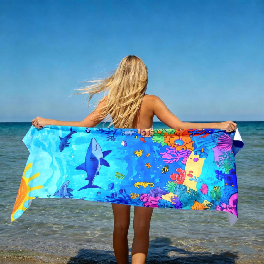 Lampada Strandtuch aus Mikrofaser in Weiß und Multicolour, flauschig und saugfähig, B: 40 cm, H: 60 cm - Bild 3