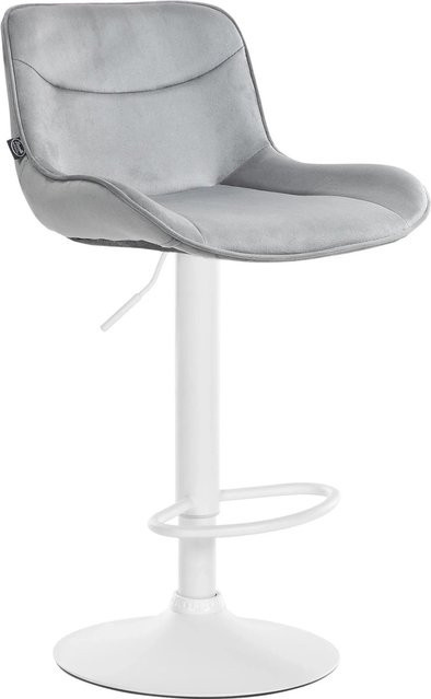 DELUKE Barhocker RAGAD höhenverstellbarer Barstuhl aus Samt in Grau mit Lehne und 360 Grad Drehsitz B/T/H: 49 x 51 x 85 cm - Bild 1