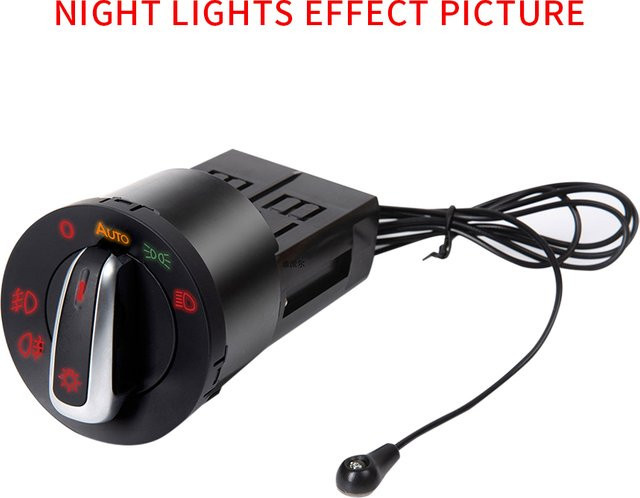 WYMECT Scheinwerferschalter Lichtsteuerknopf in Schwarz für VW Jetta Bora Golf MK4 Passat B5 Käfer T5 Polo 9N Sharan Lupo 1995–2005 - Bild 1