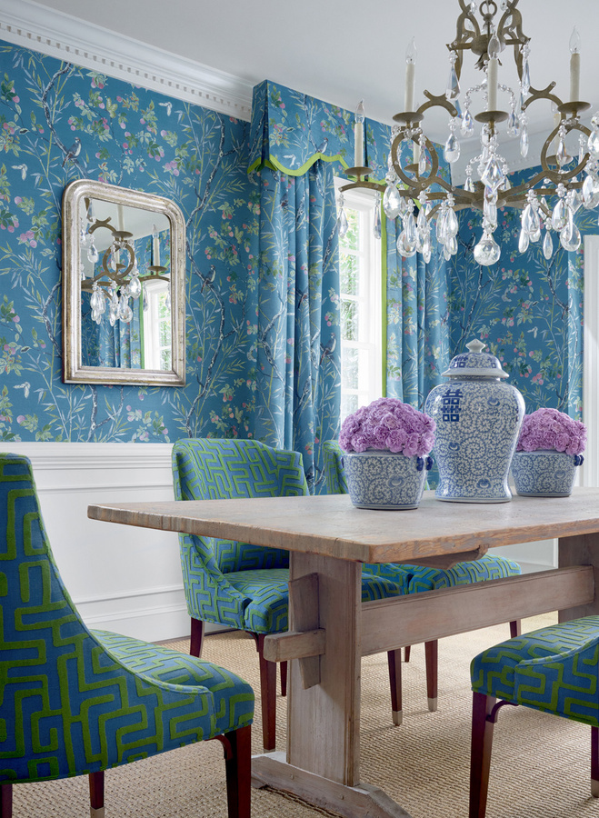 Thibaut Tapete Claire in Navy Blau mit floralem Naturmotiv und botanischen Elementen aus Vlies - Bild 1