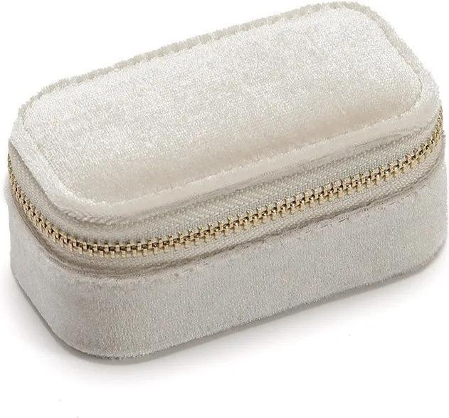 Mini Reise Schmuckschatulle von Love Home Garden mit Reißverschluss zur Aufbewahrung von Ringen und Schmuck in Beige - Bild 1