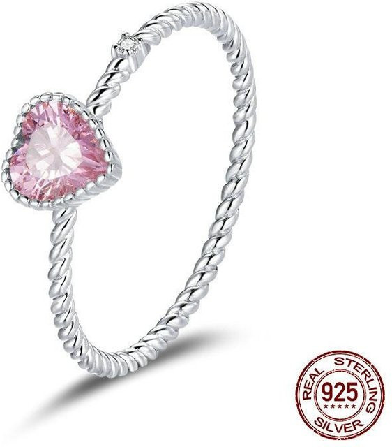 Ring 925 Silber, Rosa Herz, Zirkonia, Damen - Bild 1