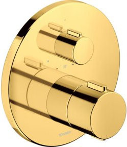 Duravit Fertigmontageset UP-THM mit Thermostat und Safety Stop, Rosette rund, Gold poliert - Bild 1