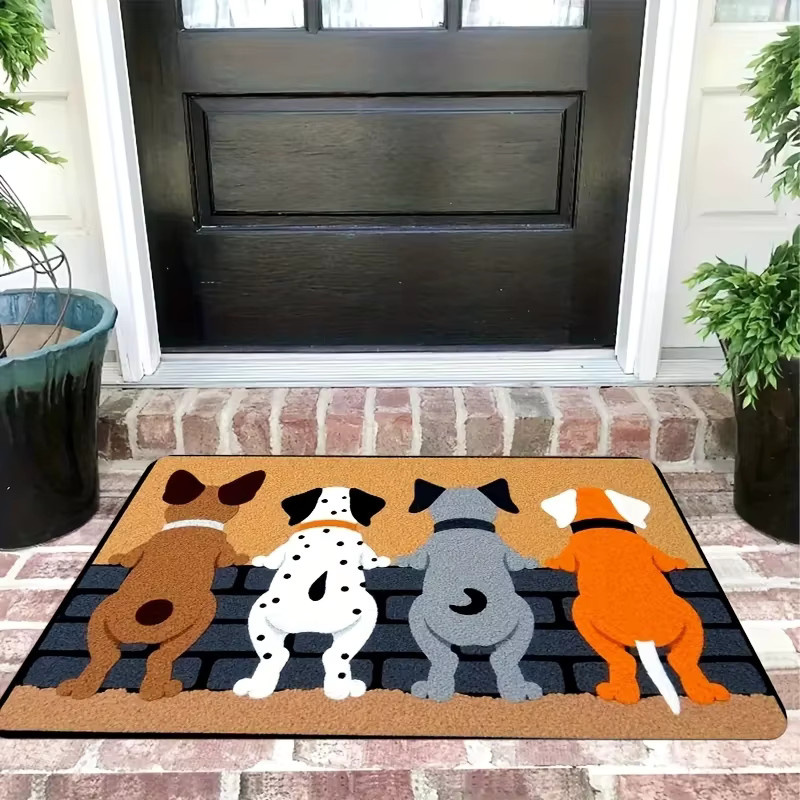 VIKAMA Fußmatte mit Cartoon-Hunden, rutschfest und waschbar, rechteckiger Teppich in Multicolour, Breite: 60 cm, Tiefe: 40 cm - Bild 2