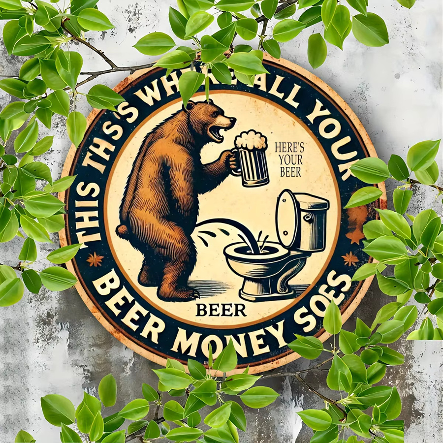 Potdemiel Vintage Aluminiumschild Alle Ihre Biergeld ist hier als rustikale Wanddekoration für Bar und Zuhause, B/H: 19,81 x 19,81 cm, Mehrfarbig - Bild 5