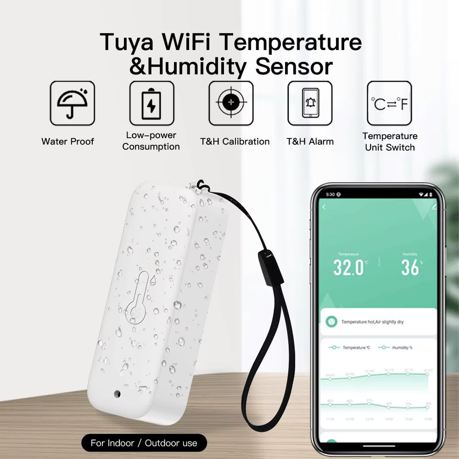 Tuya Smart WiFi Zigbee Wetterstation mit IP65 Außentemperatur- und Feuchtigkeitssensor, kompatibel mit Google Assistant - Bild 2