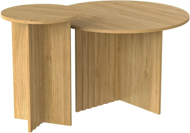 okwish Couchtisch Rund im Skandinavischen Design Natur Braun B: 50 cm, T: 50 cm, H: 45 cm - Bild 1