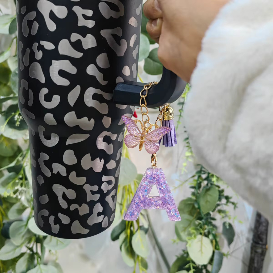 Tassenkette, lila, mit Buchstaben, Unisex - Bild 2
