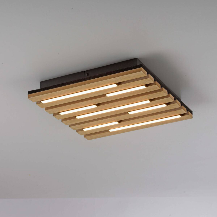 Just Light Deckenleuchte in Eiche-Nachbildung mit modernem Design, B/T/H: 30 x 30 x 5 cm - Bild 3