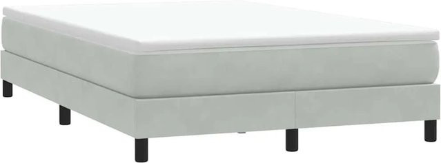 vidaXL Boxspringbett aus Samt in Hellgrau ohne Matratze B/T/H: 140 x 220 x 143 cm - Bild 1