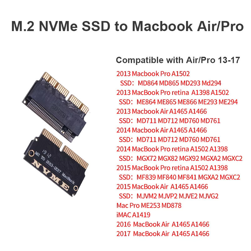 OULLX M.2 NVMe SSD Adapter für MacBook Air und Pro 2013-2017 Modelle A1466 A1502 in Schwarz - Bild 3