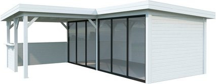 PALMAKO Pavillon Lenna aus Fichtenholz mit Pultdach in Weiss, B/T/H: 588 x 588 x 245 cm - Bild 1