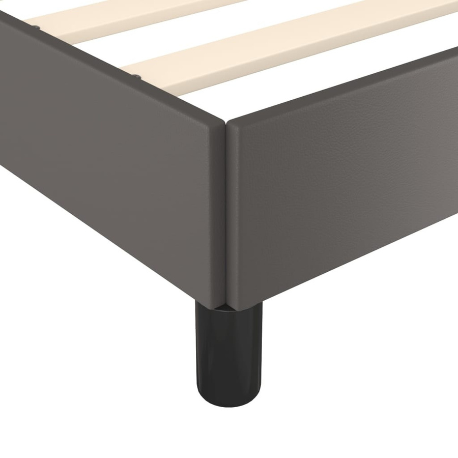 vidaXL Bettgestell mit Kopfteil in Grau aus Kunstleder, B/T/H: 120 x 200 x 126 cm - Bild 4