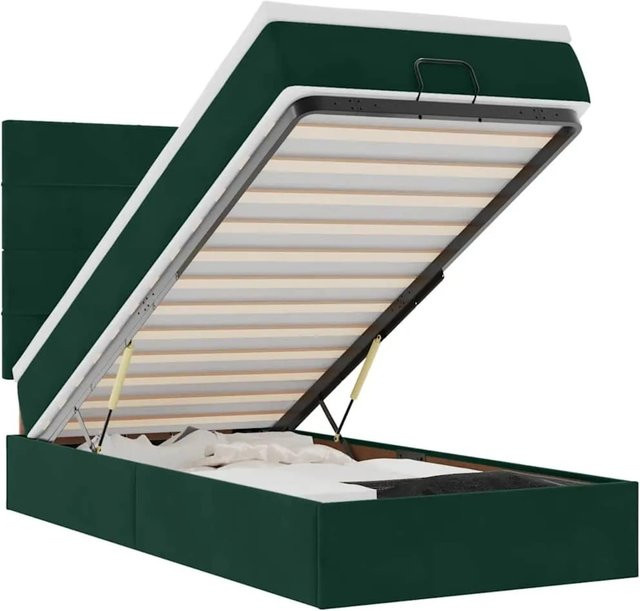 vidaXL Ottoman-Bett mit Matratze und LED-Beleuchtung in Dunkelgrün, Samt, B/T/H: 80 x 200 x 140 cm - Bild 1