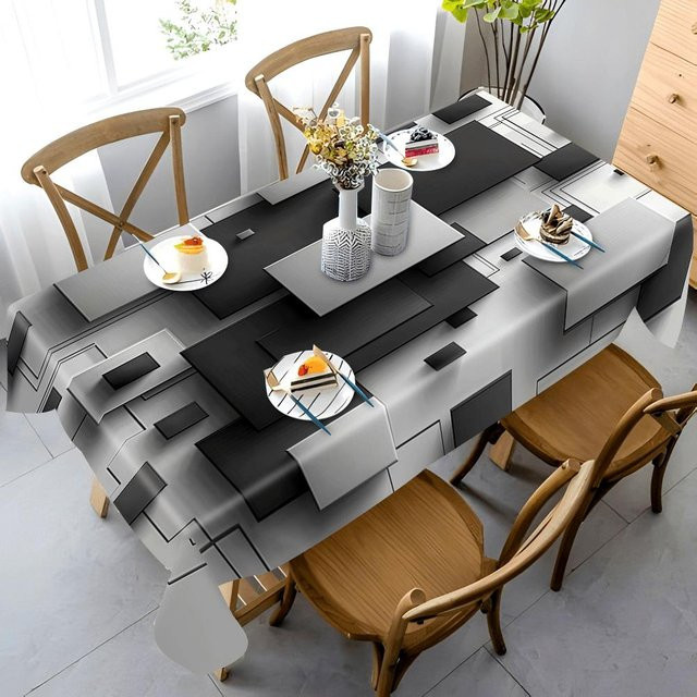 JMG Household Supplies Tischdecke in Grau mit modernem Grafikprint, rechteckig, B/T/H: 145 x 200 cm - Bild 1