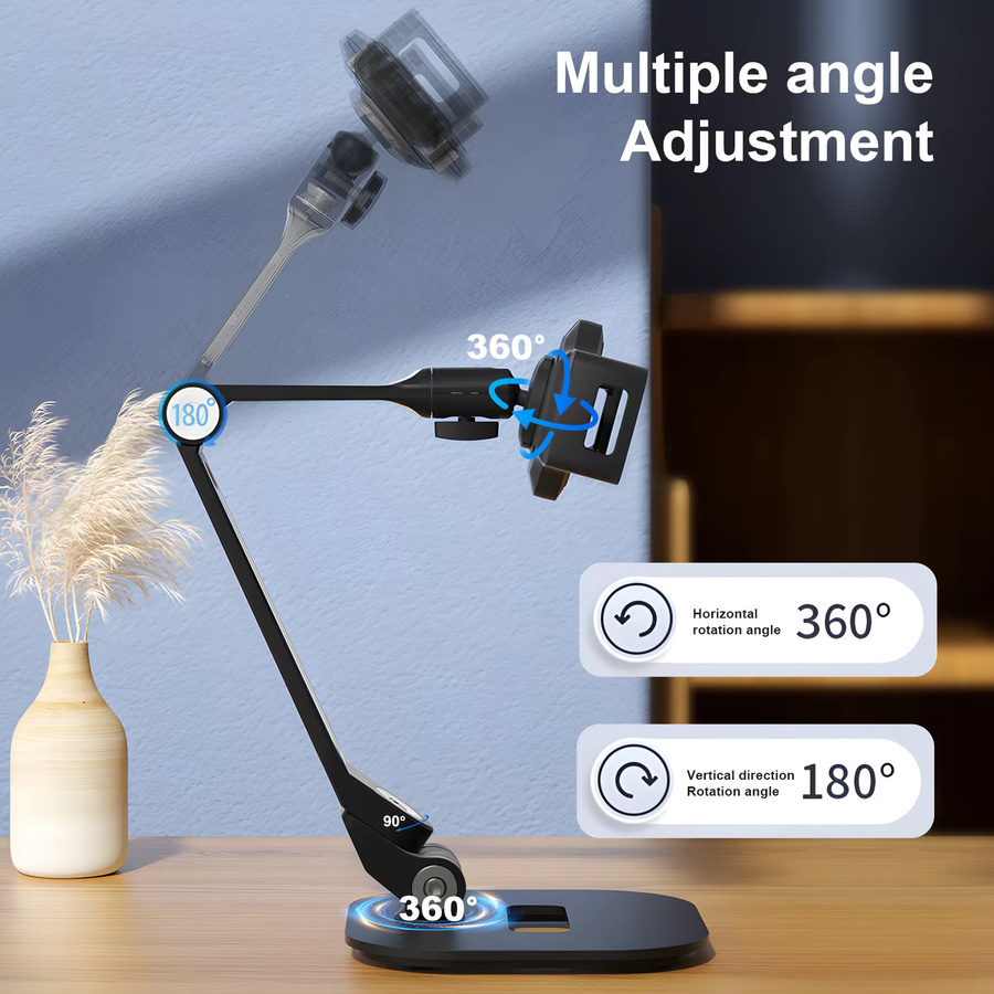 FORZOLA 360 Grad drehbarer und faltbarer Desktop-Halter in Weiß, verstellbarer Schreibtisch-Telefonhalter für iPhone, iPad, Samsung und Xiaomi Tablet - Bild 4
