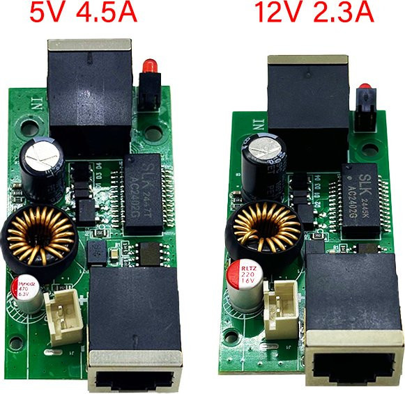 ANDDEAR Aktiver Isolierter PoE-Splitter 48V zu 5V/12V mit 27W und 2.5G Ethernet/LAN in Grün - Bild 1