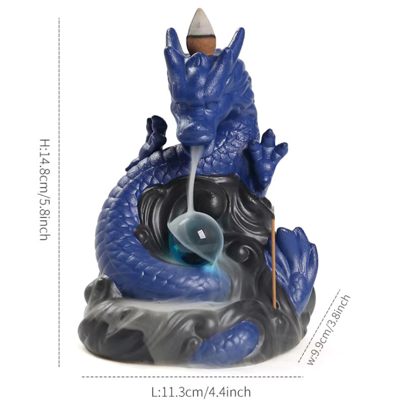 MINIDEAL Burg-Drachen Räucherstäbchenhalter als Räucher-Wasserfallbrunnen aus Keramik im Retro-Design - Bild 2