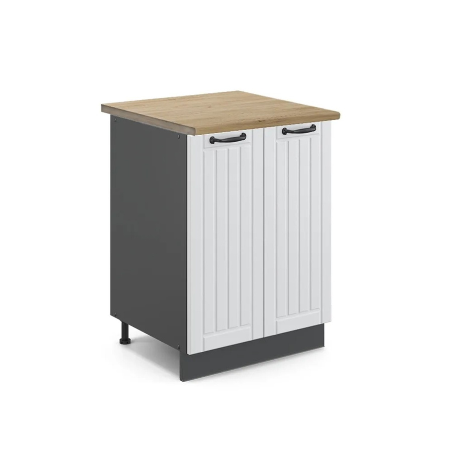Vicco Küchenunterschrank Fame-Line Landhausstil in Weiß und Anthrazit mit Eichenoptik, B/T/H: 60 x 60 x 82 cm - Bild 2
