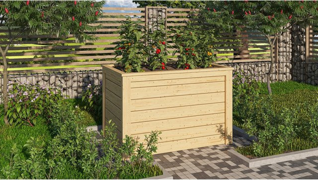 Karibu Hochbeet naturbelassen Pflanzkasten Frühbeet Gartenbeet B/T/H: 65,0 x 98,0 x 64,0 cm - Bild 1