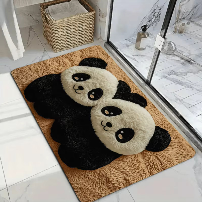 VIKAMA Badezimmermatte Panda mit rutschfester Oberfläche und schnell trocknender Funktion, mehrfarbig - Bild 3