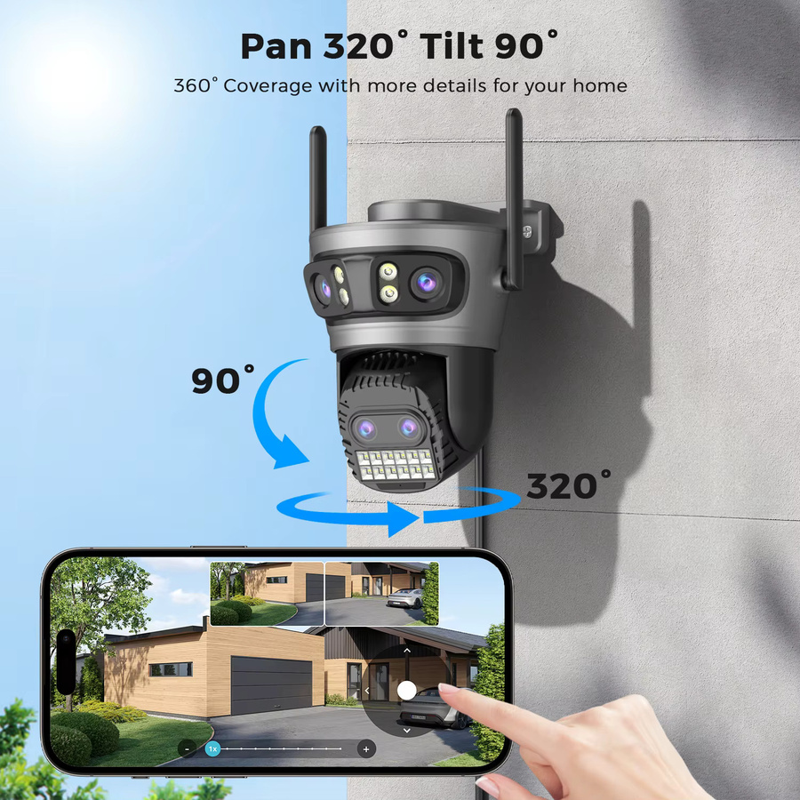 BESDER 20 MP 10K Außenüberwachungskamera mit 5G WLAN, 360 Grad Rundumschutz, 10-fachem Zoom und vier Bildschirmen für eine lückenlose Überwachung - Bild 3