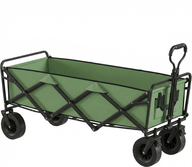Outsunny Faltbarer Transportwagen 130L in Grün mit verstellbarem Griff und Transporttasche - Bild 1