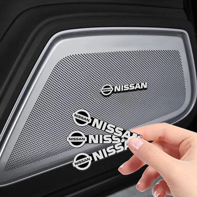 Nissan Nismo Audio Logo Aufkleber Set in Silber für Qashqai, Juke, X-Trail und weitere Modelle, 4 Stück - Bild 1