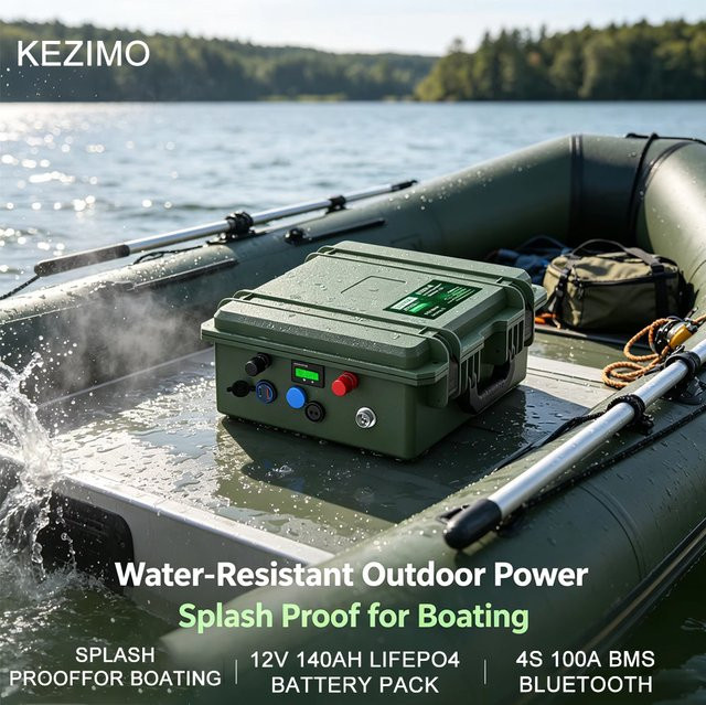 KEZIMO LiFePO4 Trolling-Motor-Batterie 12V 140Ah mit Bluetooth, 1792Wh, Farbe: grün - Bild 1