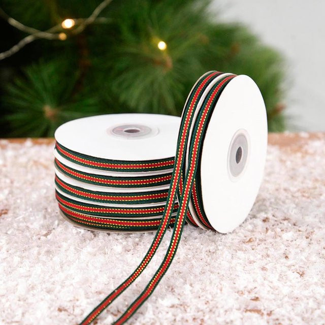 ZQNYCY Weihnachtsband Textil für DIY Geschenkverpackungen und Dekoration, 5 mm Breite, 25 Yards, Rot und Grün - Bild 1
