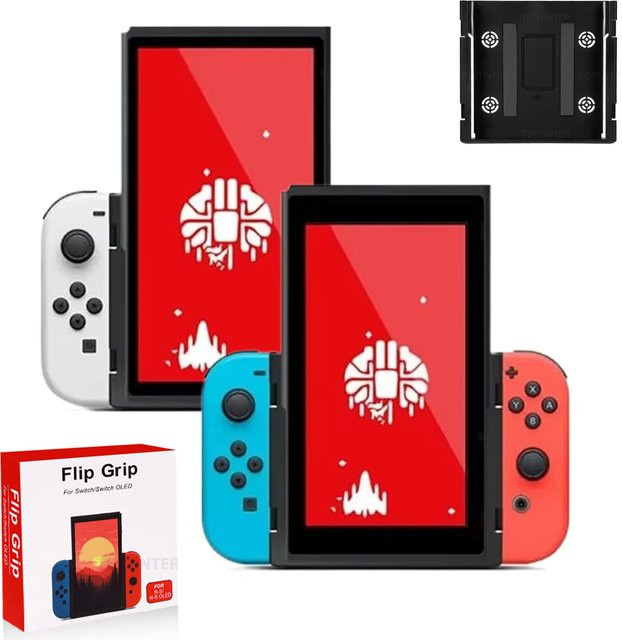 TECTINTER Vertikale Halterung und Grip Flip Controller für Nintendo Switch und OLED in Schwarz - Bild 1