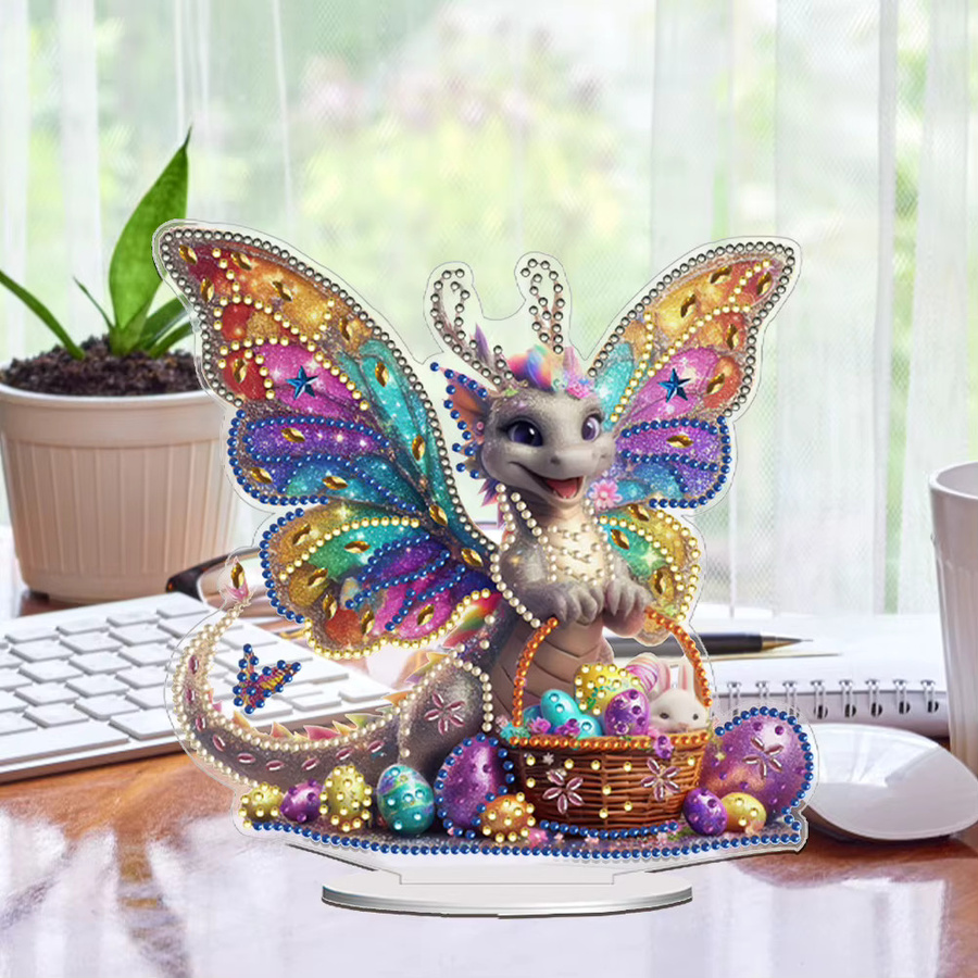 Alloet DIY 5D Diamantmalerei Ostern Dinosaurier Desktop Dekoration Set, Mehrfarbig - Bild 1
